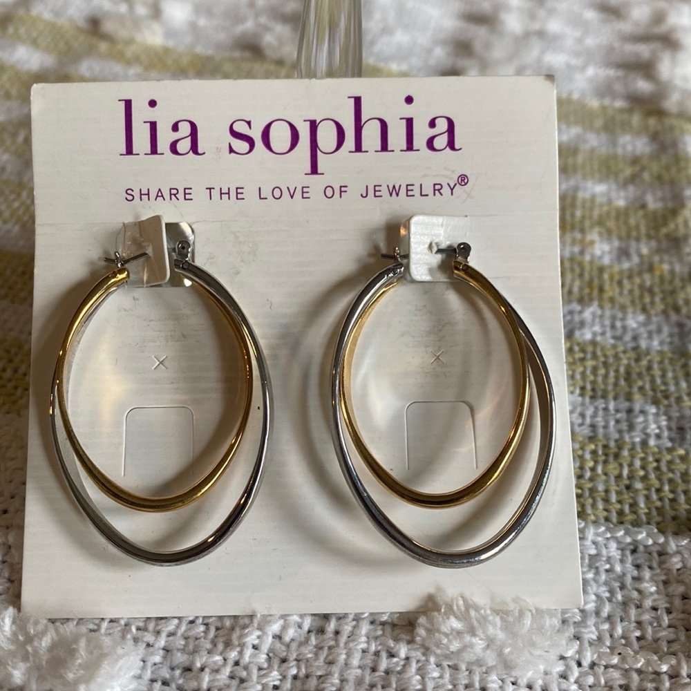 Lia sophia Rival pierced sliver and gold hoops